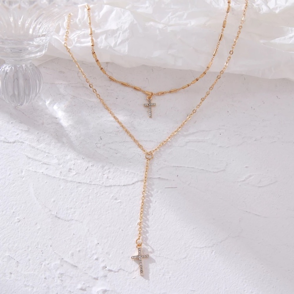 NEW “Forever Faith” Layered Cross Diamond Necklace - Picture 3 of 7